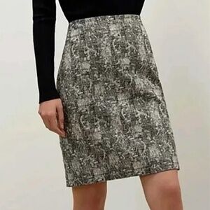 MM Lafleur Womens Noho Crackle Knit Pencil Skirt Sz 4 Black White Print Stretch